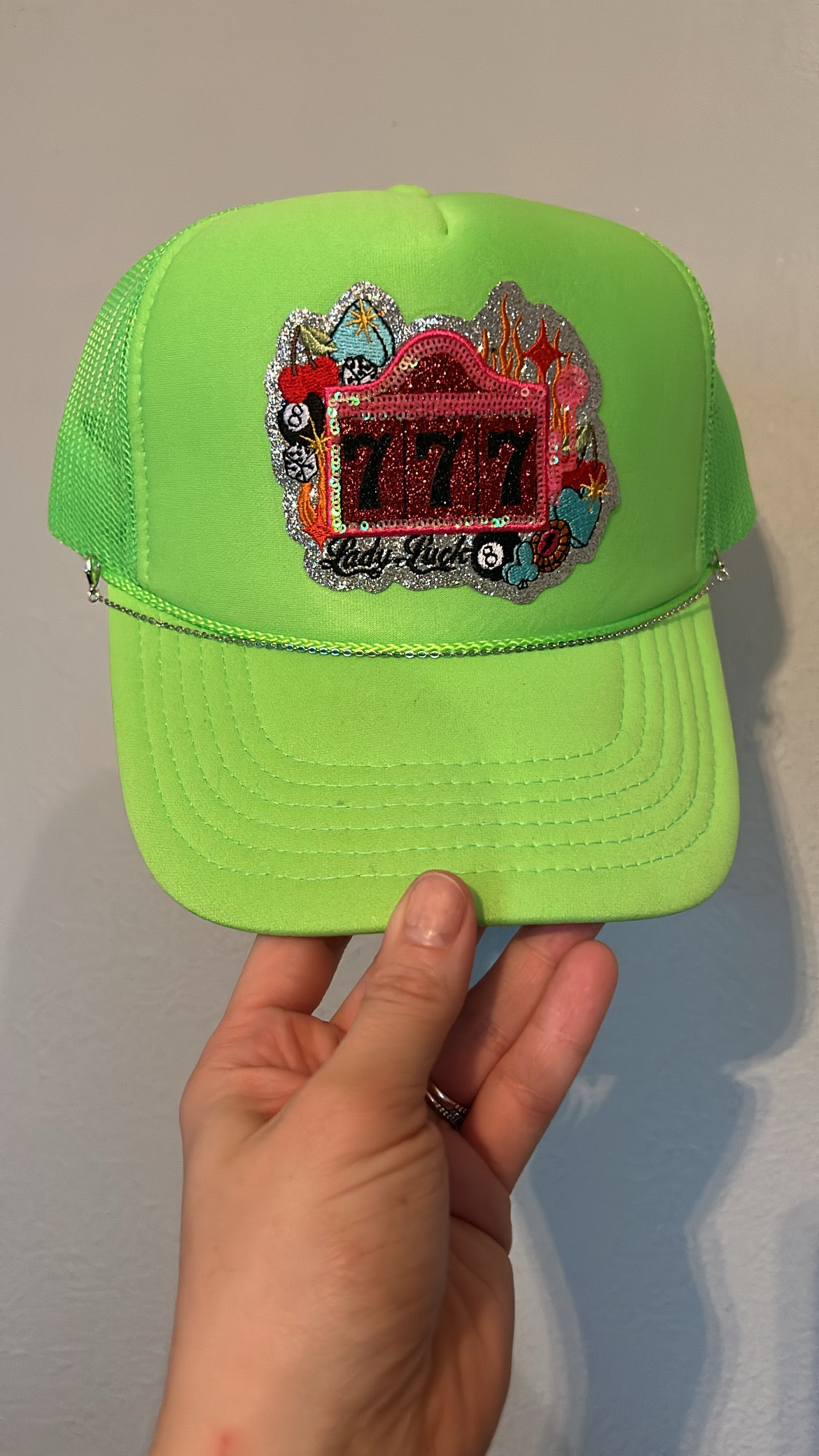 Lady Luck neon green trucker