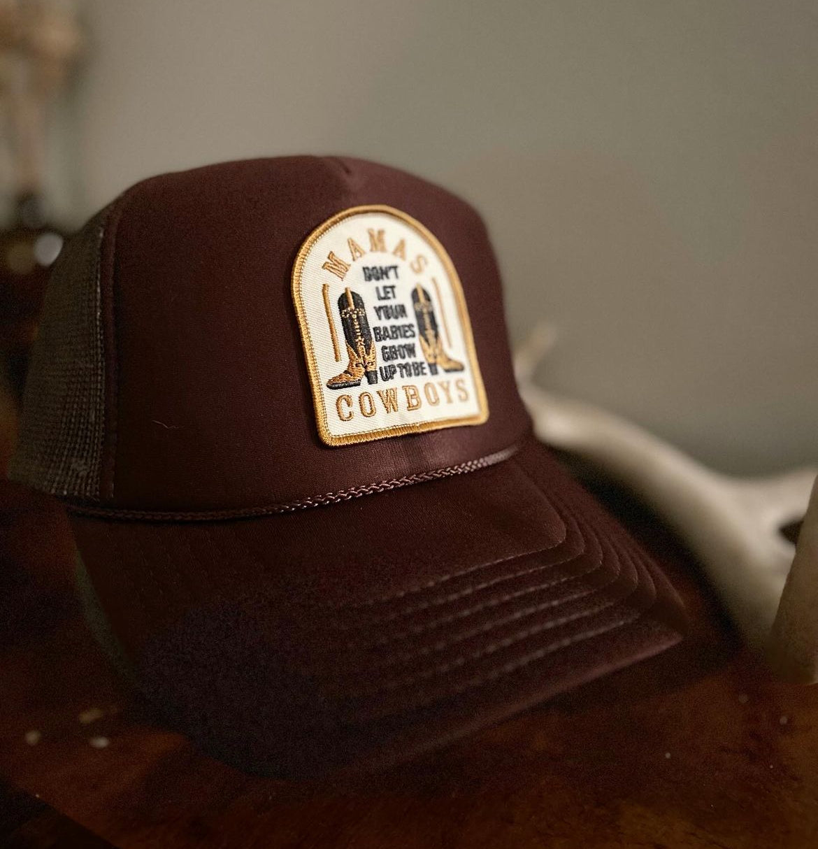 Brown foam trucker with patch