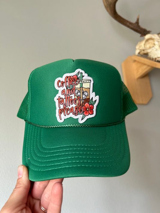 Coffee and tattoos trucker