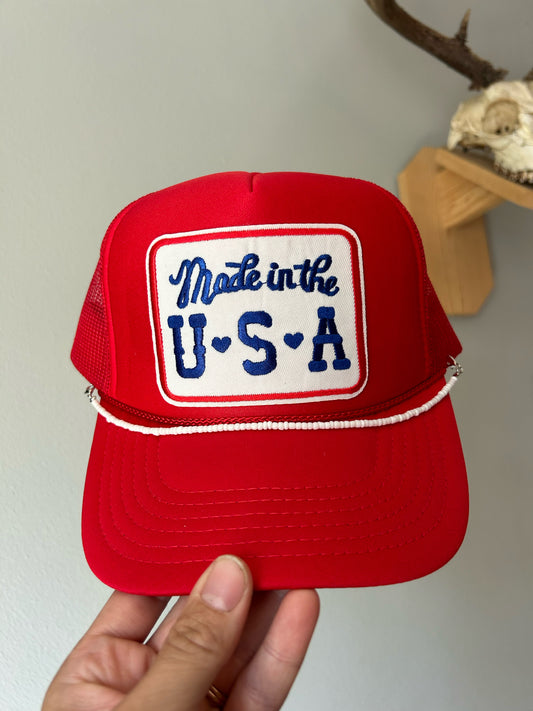 Made in the USA trucker with hat chain