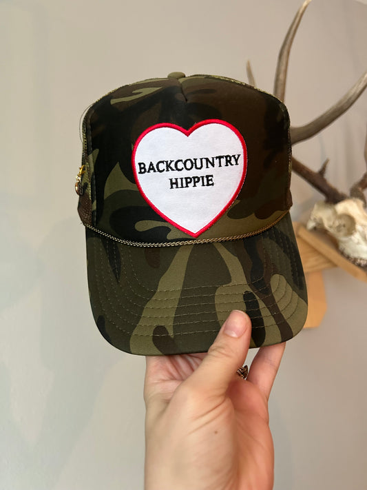 BCH heart camo trucker