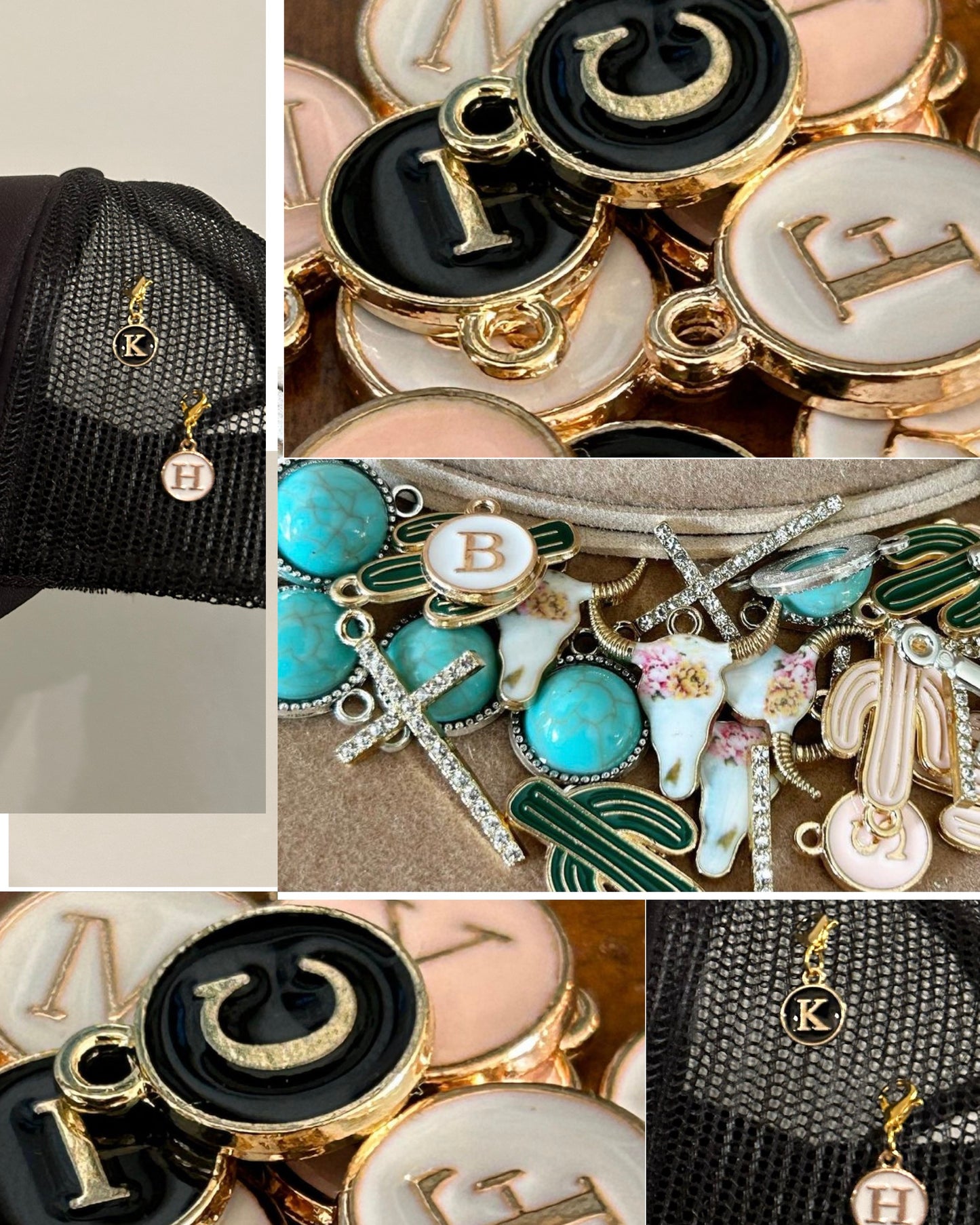 Initial hat charms