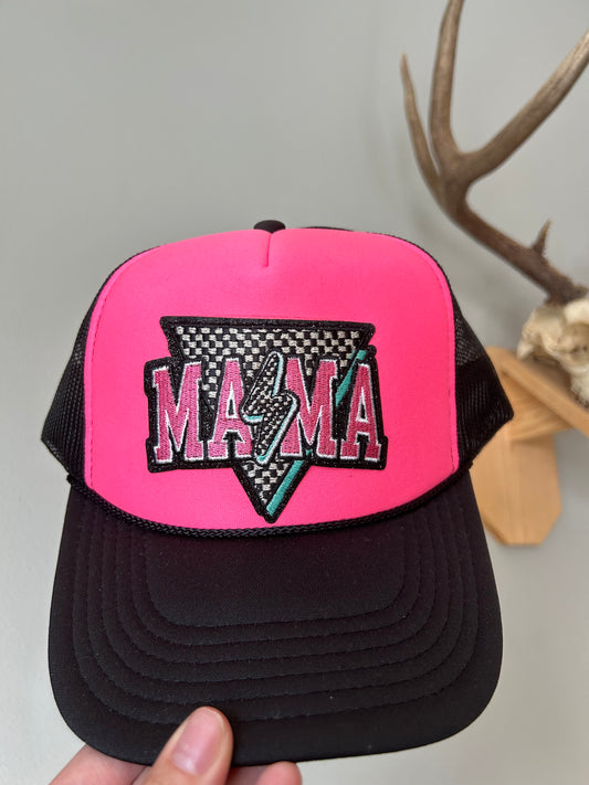 Mama lighting bolt trucker