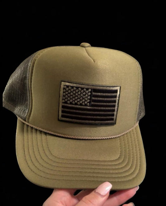 Olive green trucker