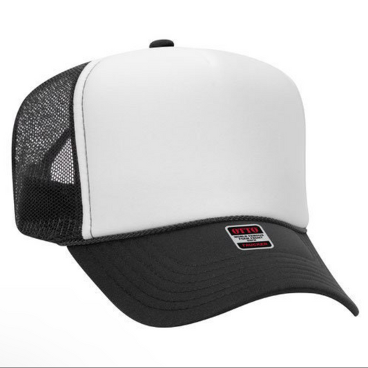 Black/ White foam trucker