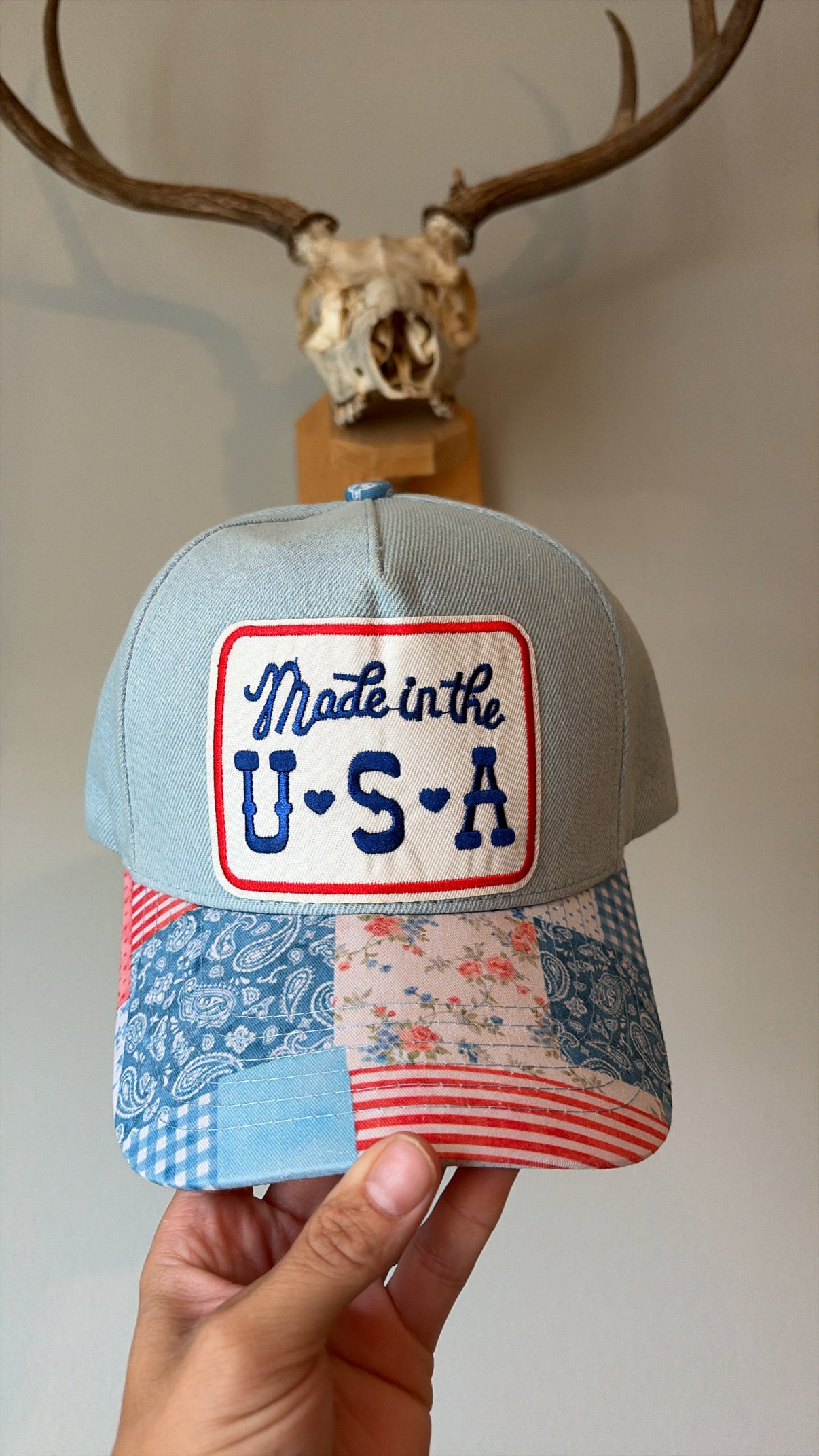 Made in the USA patched bill denim trucker