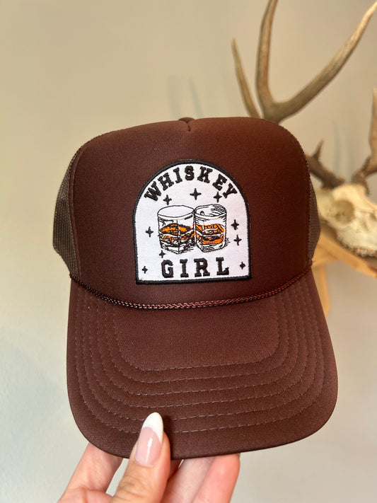 Whiskey girl BROWN trucker