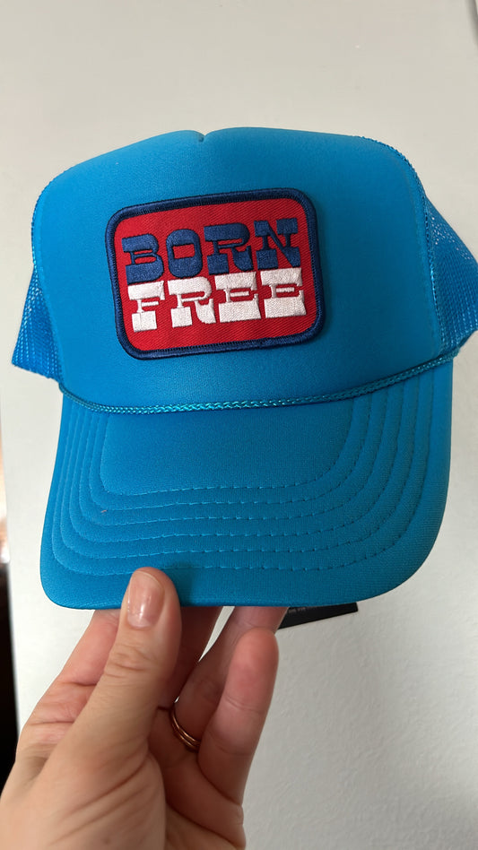 Born free neon blue trucker