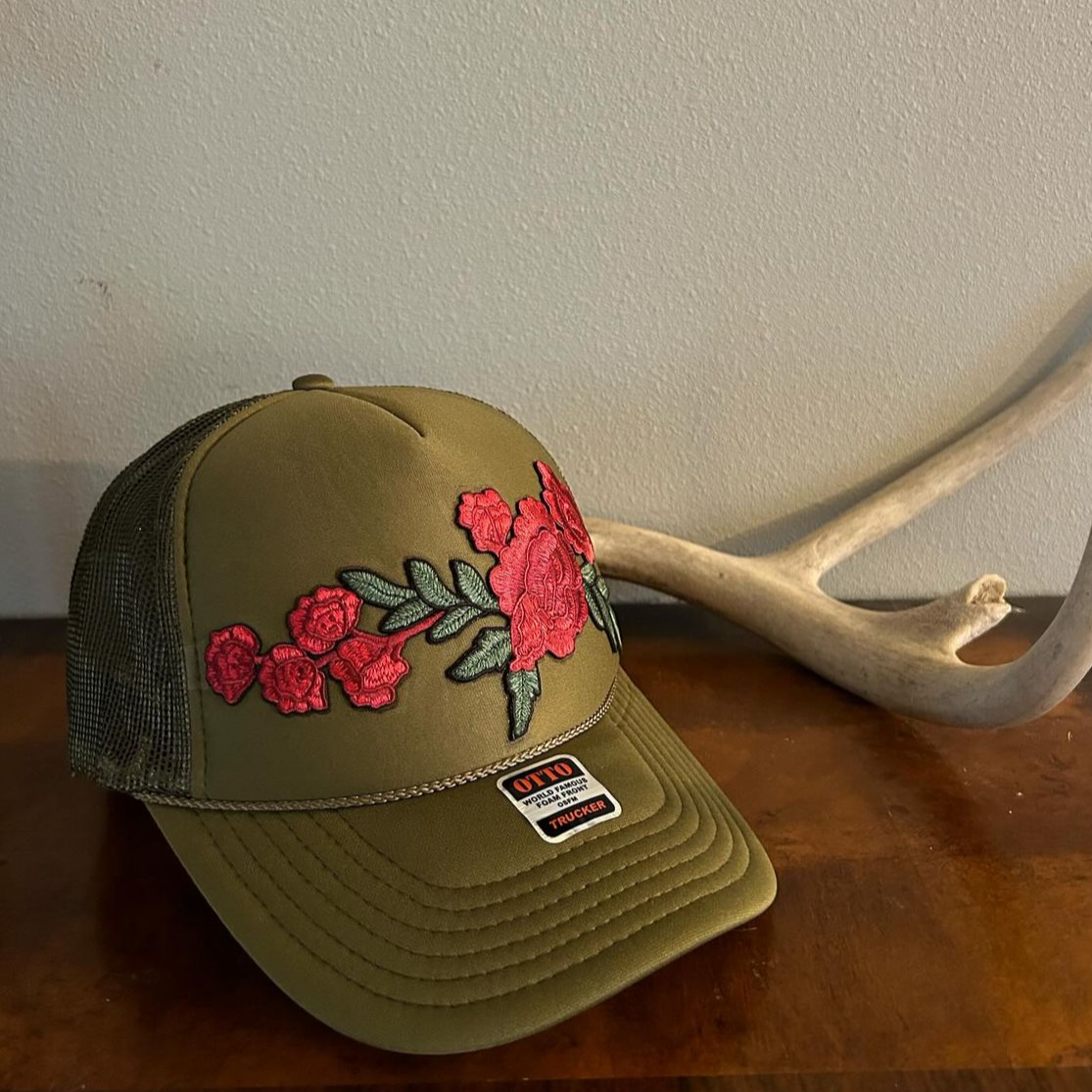 Roses patched trucker