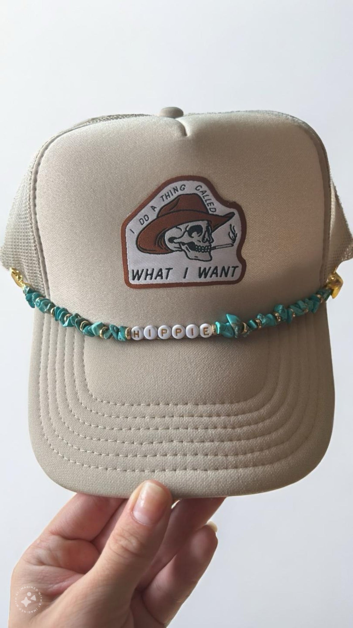 What I want trucker with hippie hat chain