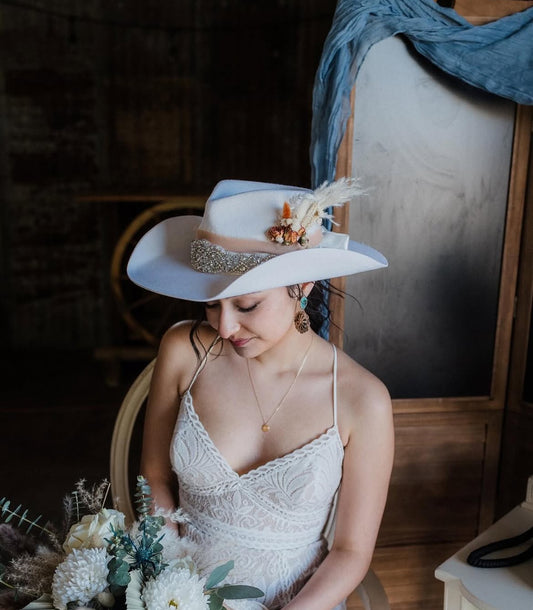 Western Boho bridal cowgirl hat!