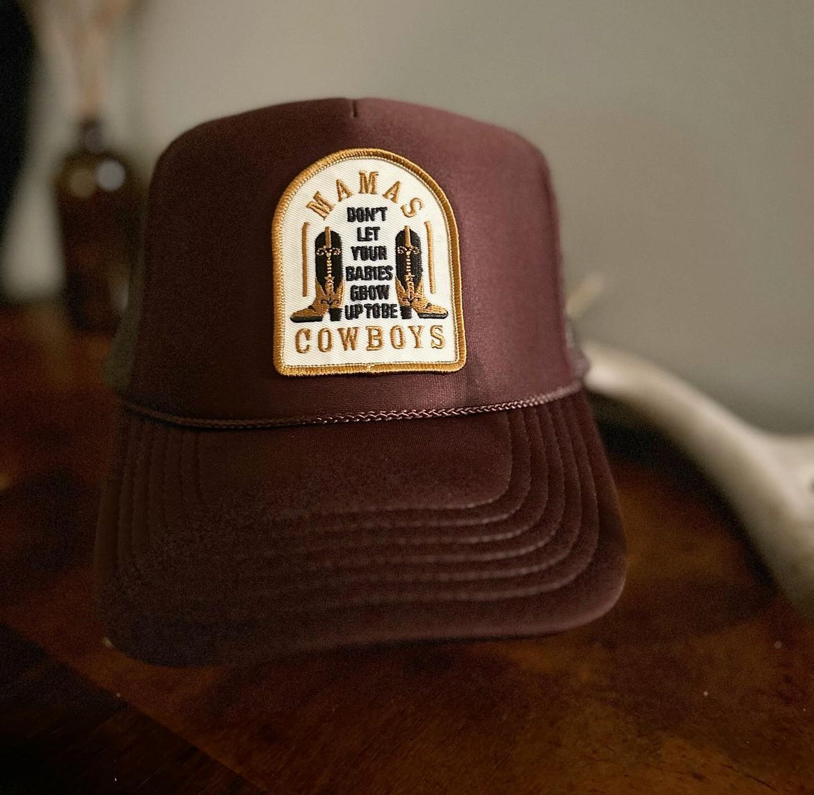 Brown foam trucker with patch