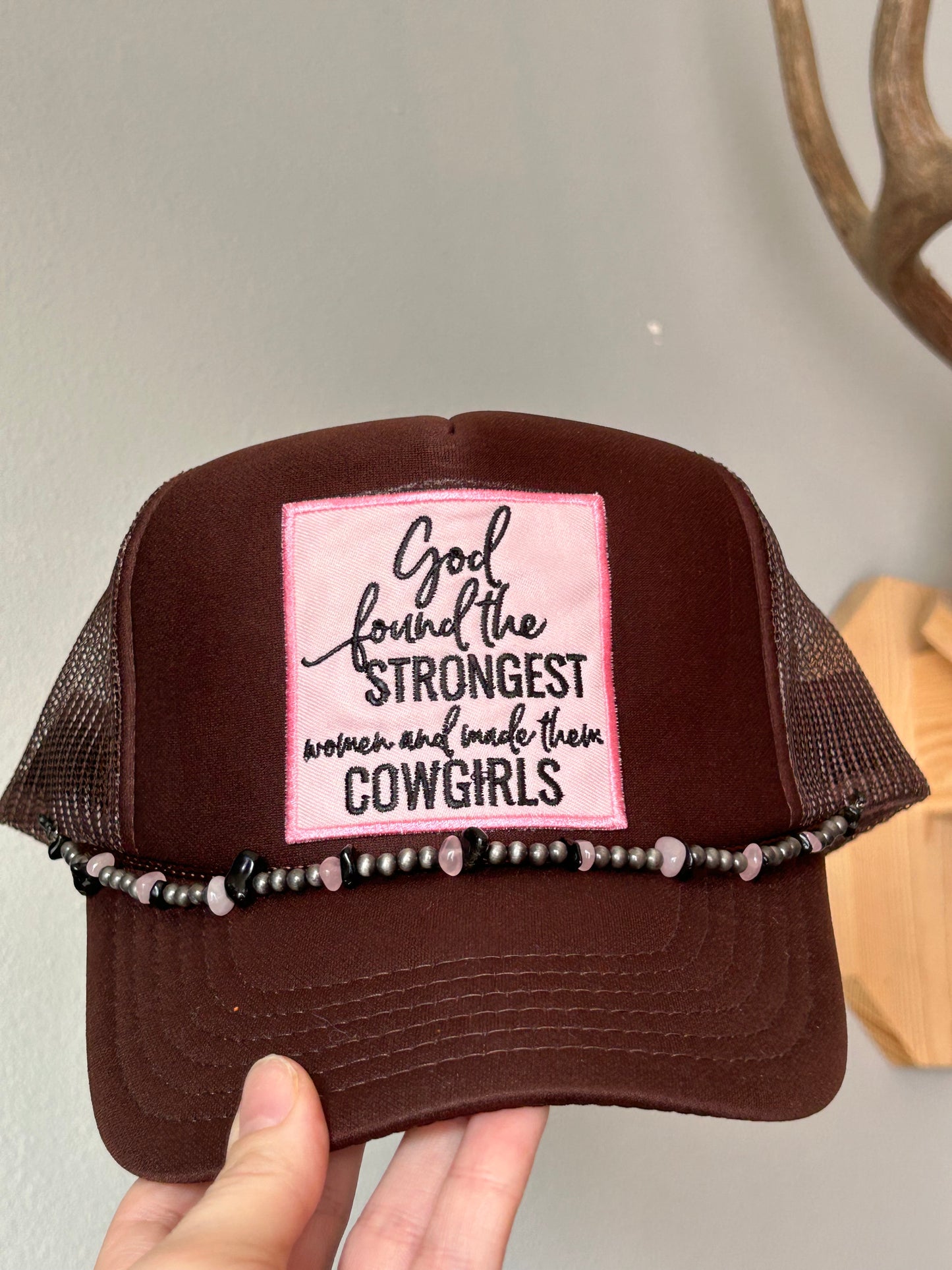God made cowgirls trucker with hat chain