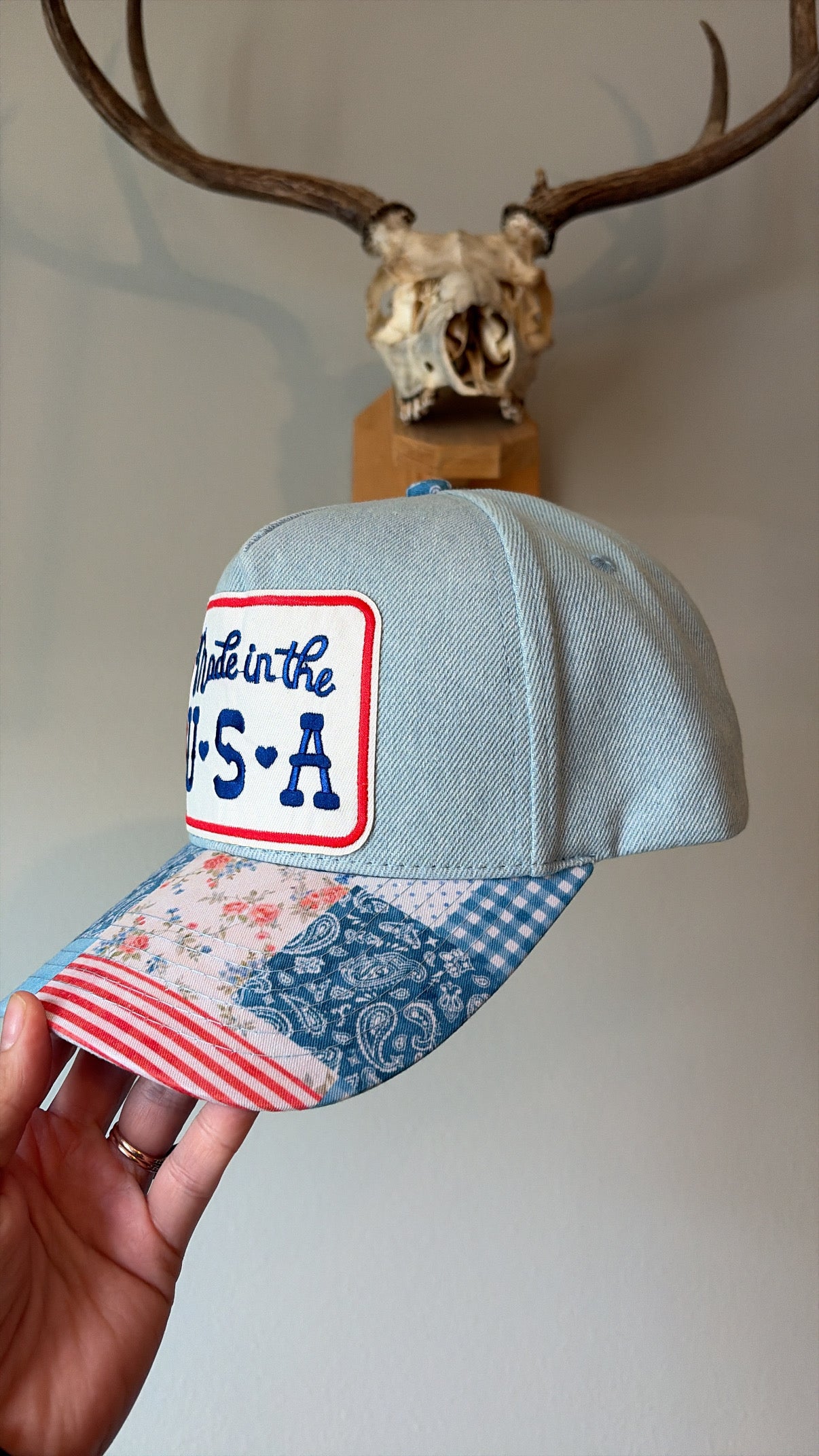 Made in the USA patched bill denim trucker