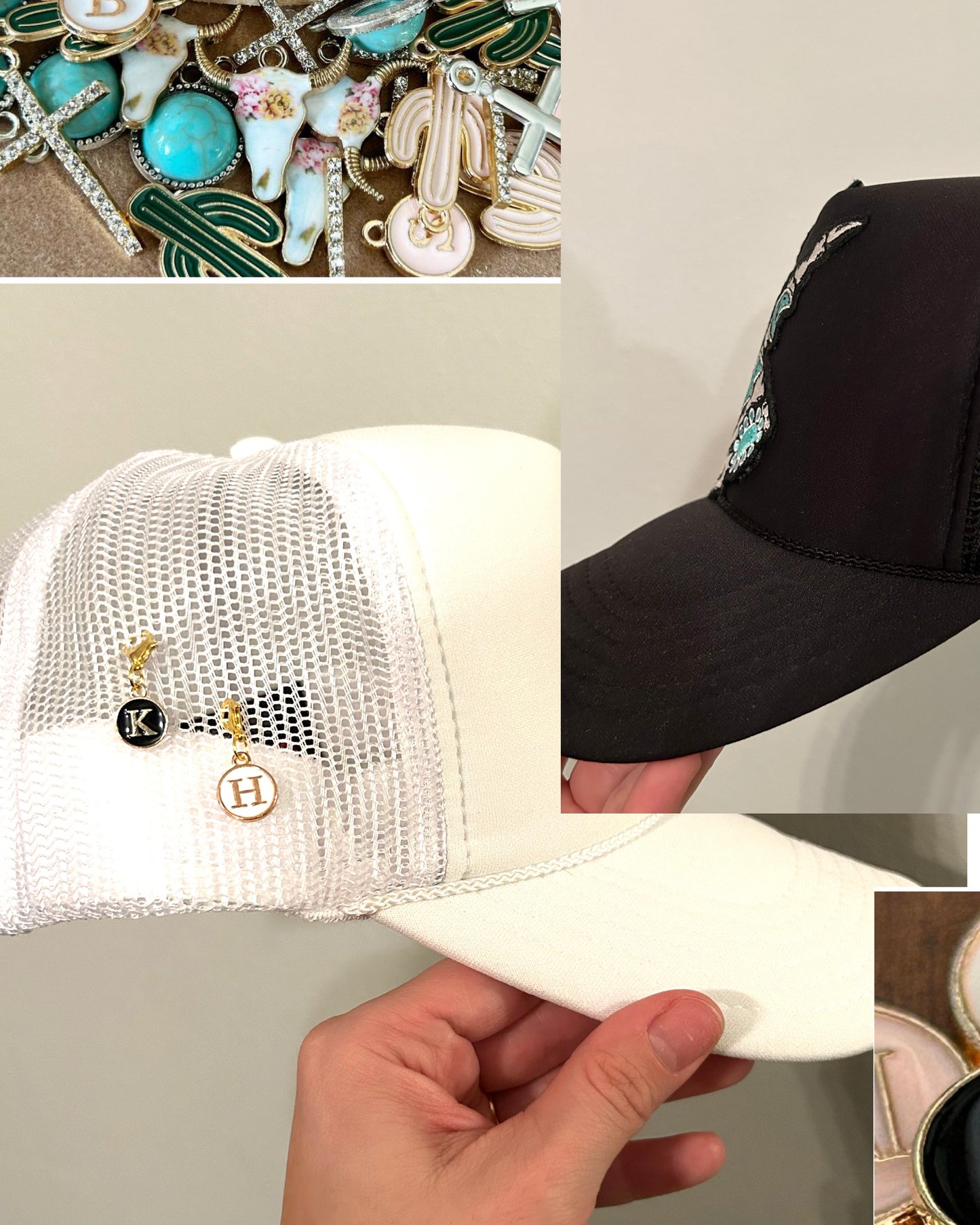 Initial hat charms