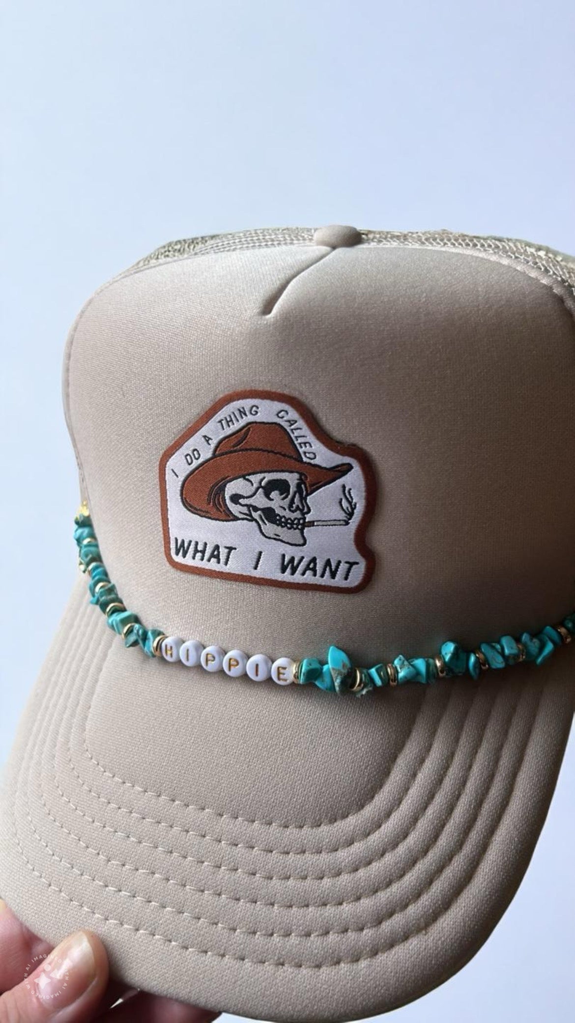 What I want trucker with hippie hat chain