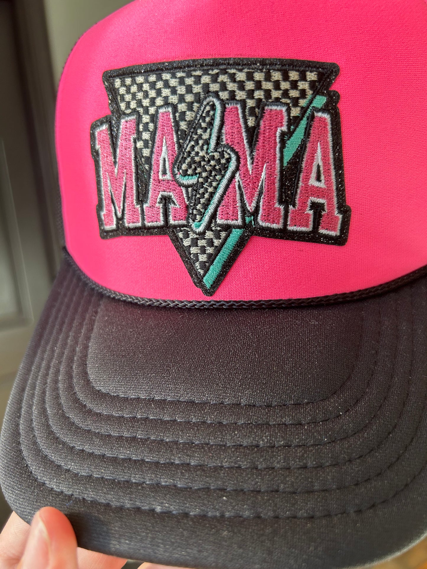 Mama lighting bolt trucker