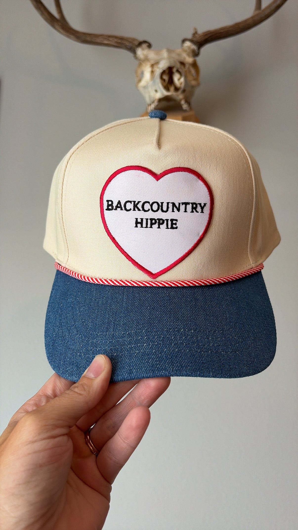 Backcountry hippie denim billed trucker
